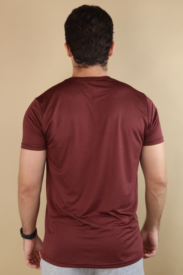Playera Deportiva Para Hombre Manga Corta Tipo Dry Fit Rojo Vino